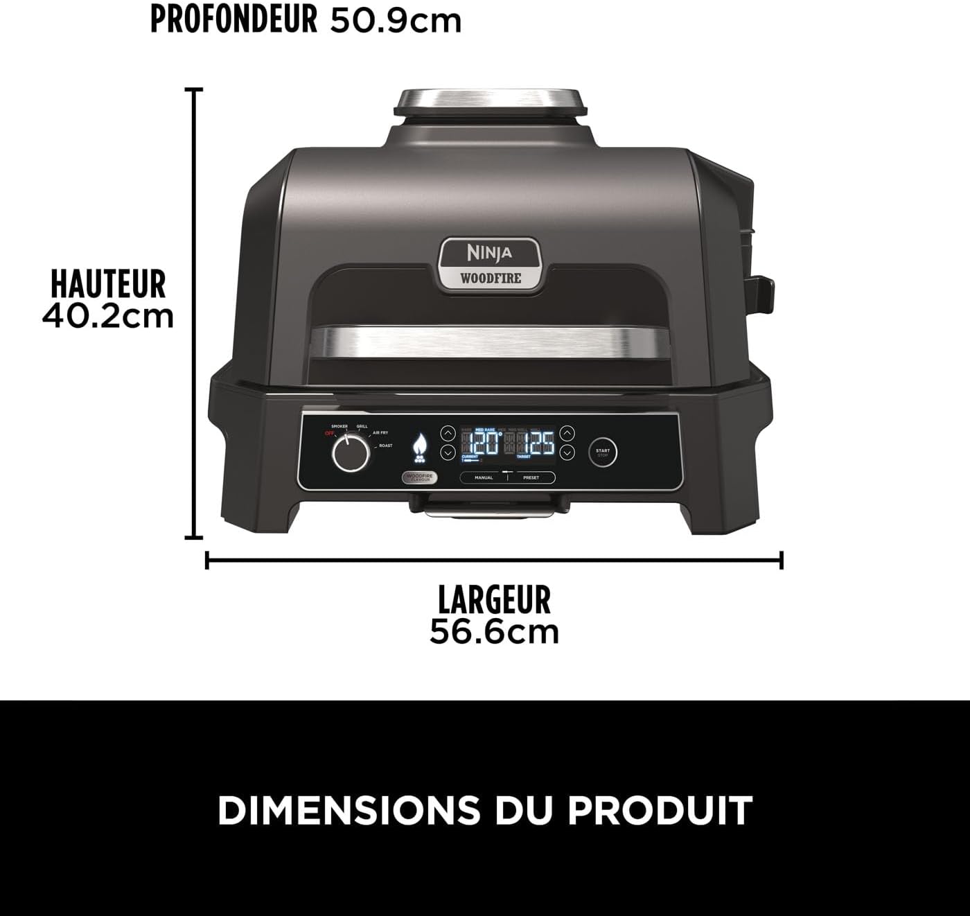 Ninja Woodfire Barbecue électrique et fumoir Pro XL