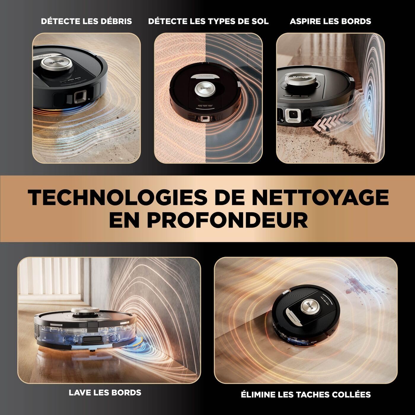 Shark PowerDetect Aspirateur Robot Laveur avec Base autovideuse